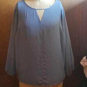 Terra & Sky 2X Blue Long Sleeve Blouse